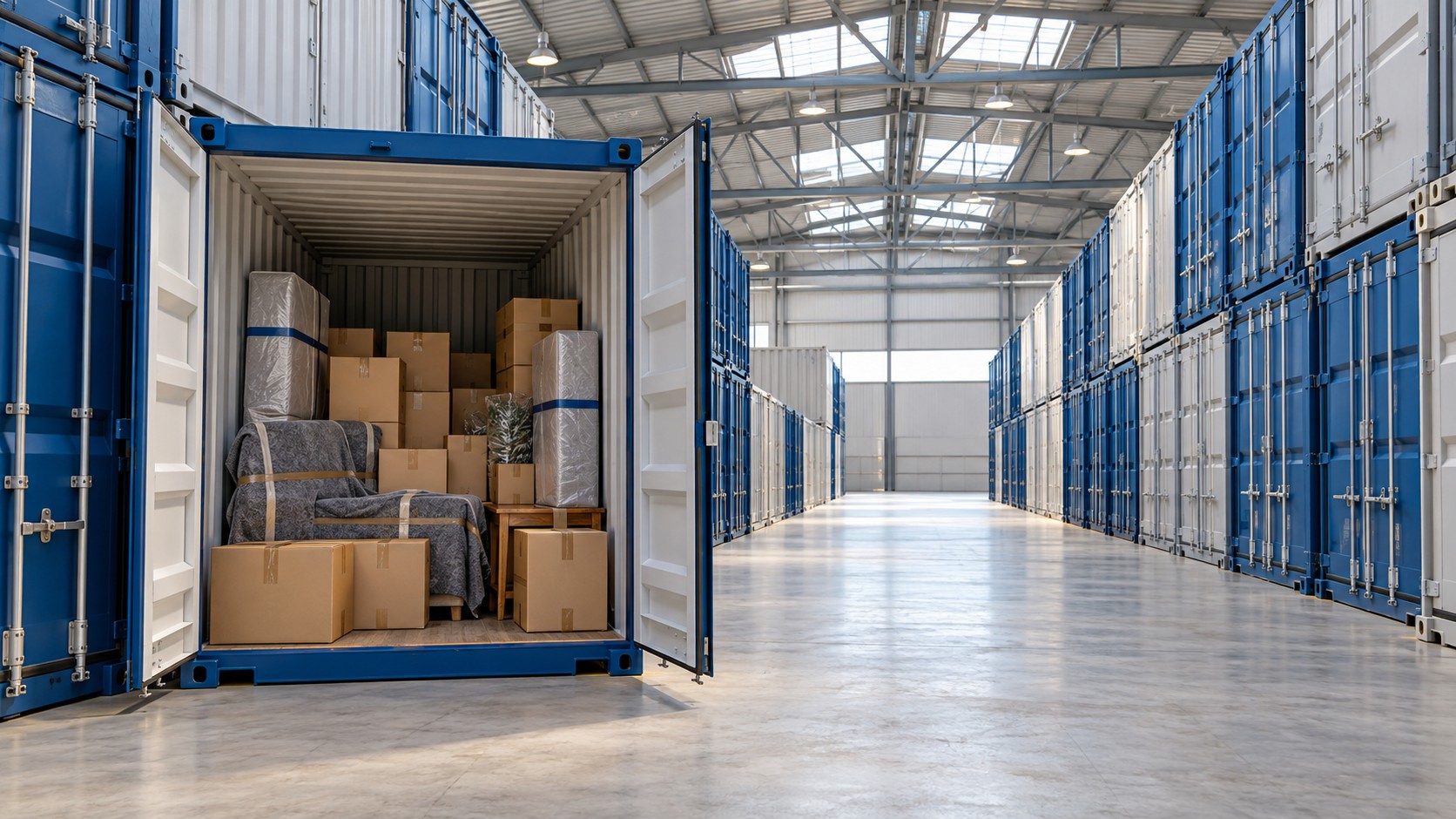 Illustration de stockage en conteneurs dans un entrepôt